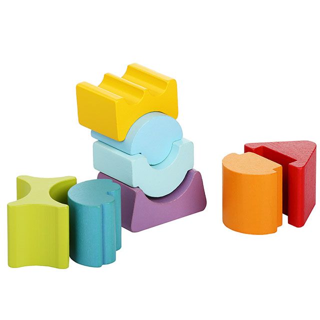 wooden stacker with shapes and colors