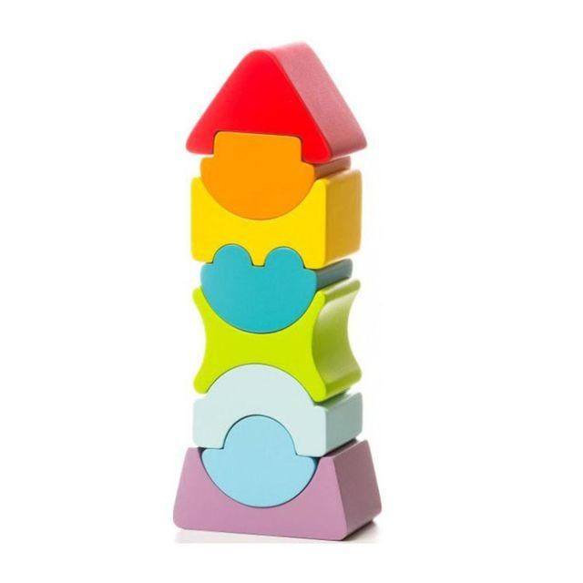 wooden stacker cubika wobbly shapes wooden toy for babies
