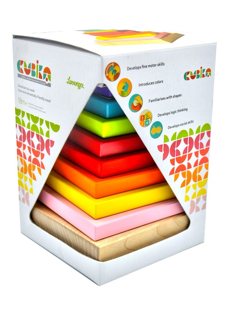 wooden pyramid stacker rainbow color square shape buy baby toy toddler toy educational