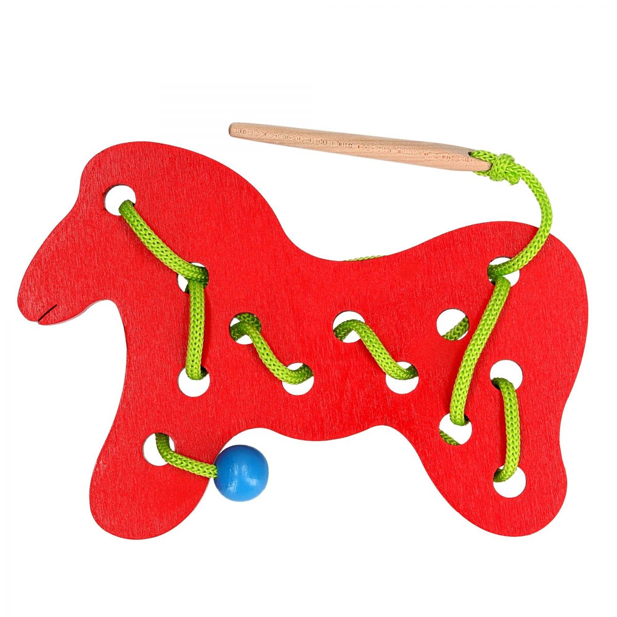 wooden horse lacing toy large size bright for babies and toddlers
