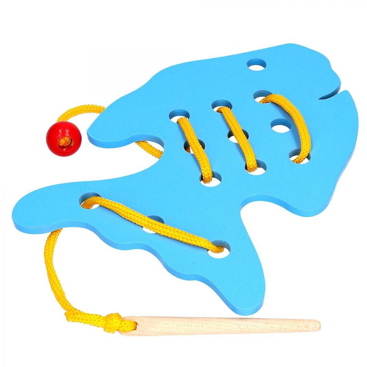 wooden fish lacing toy for the fine motor skills