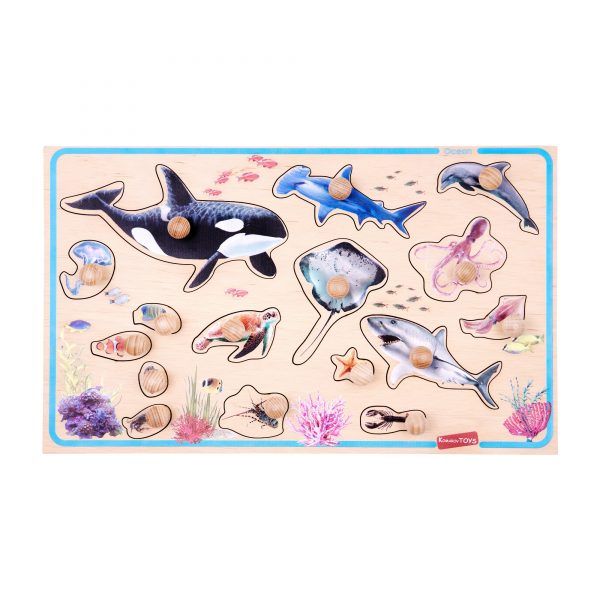 ocean animals peg puzzle wooden educational toys for nurseries and schools