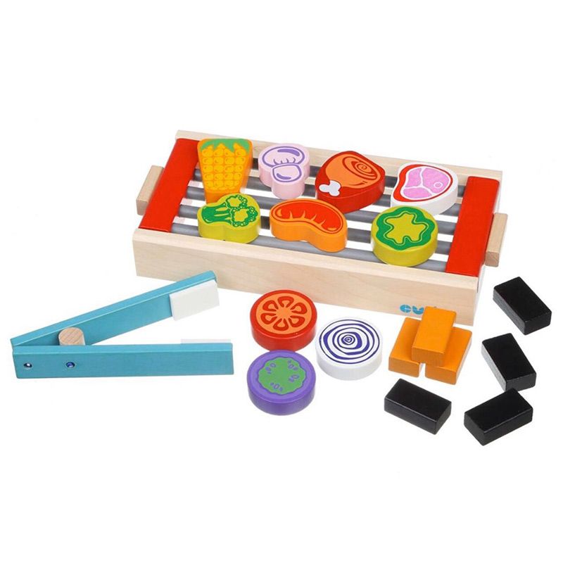 wooden BBQ toy set for babies and toddlers role play motor skills